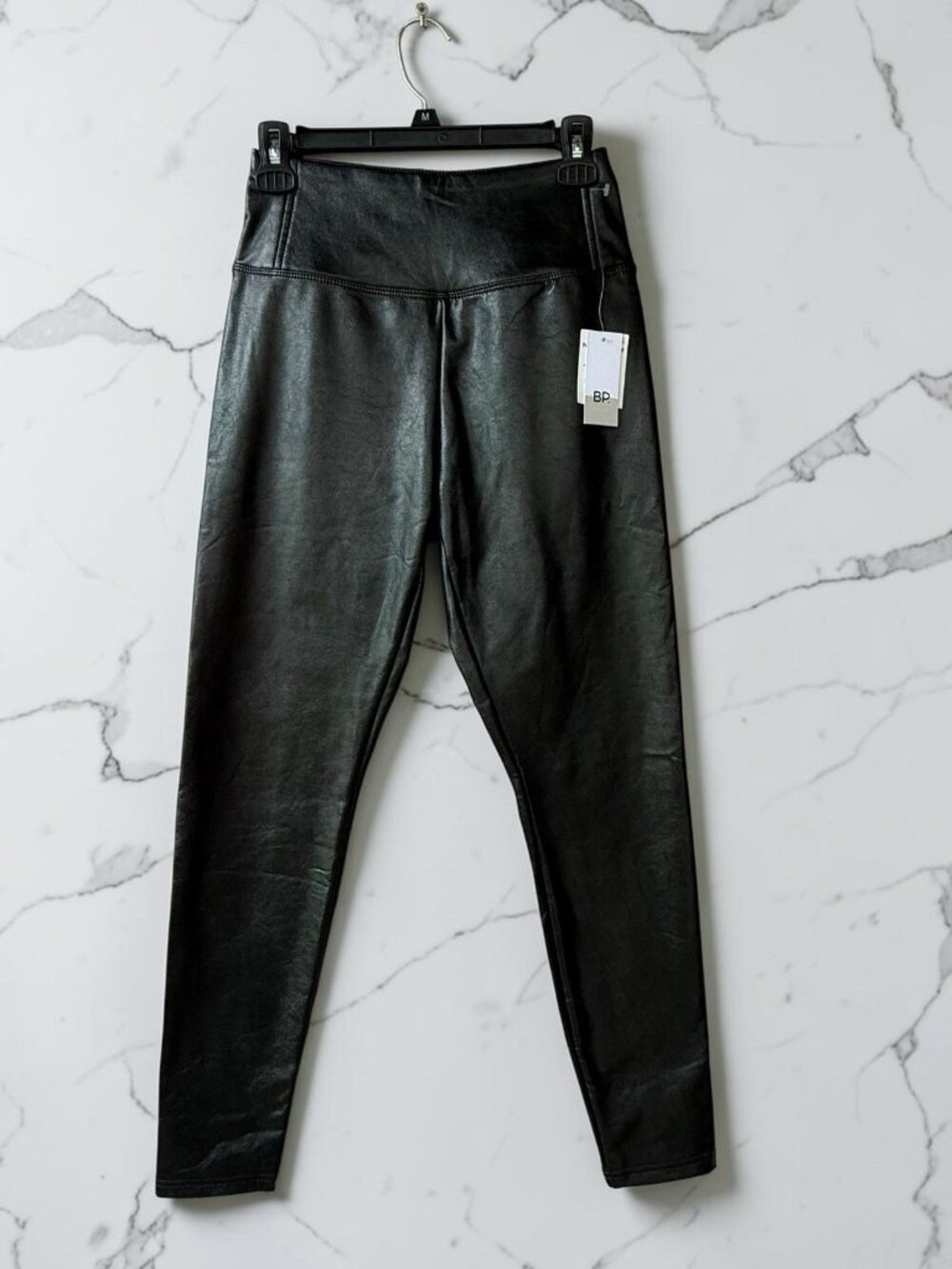 BP. Women’s Faux Leather Leggings Black High Rise Pull On Size M NWT